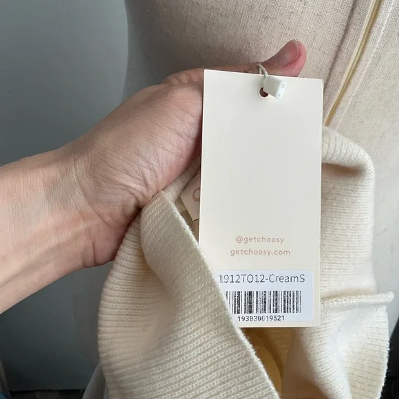 Choosy Cream Turtleneck Oversized Balloon Sleeve Boyfriend Sweater - Picture 8 of 10